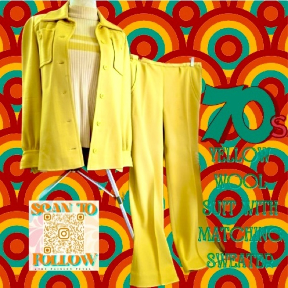 KIMBERLY MUSTARD VINTAGE WOOL PANTSUIT